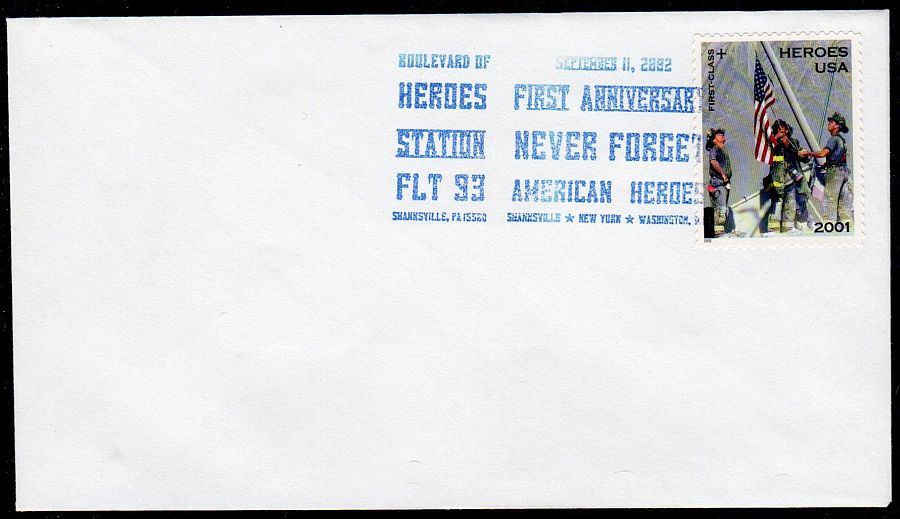 Shanksville, PA Flight 93 1st Anniversary Postal Cover